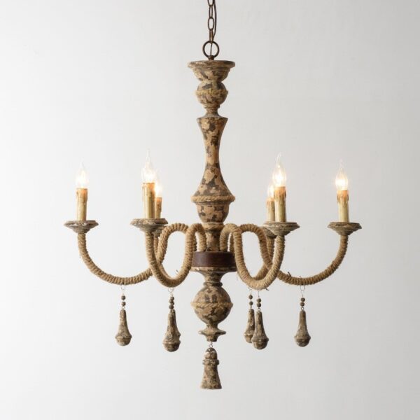 Vintage Rustic Wooden Chandelier Lighting 6/12-Lights - Image 2