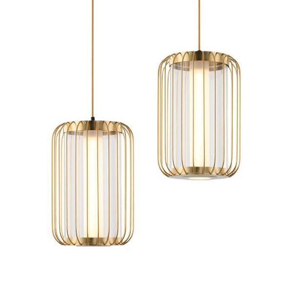 Modern Nordic Metal Gold Cage LED Ceiling Pendant Light - Image 4