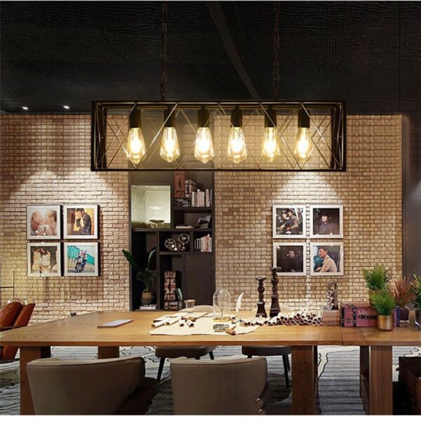 Vintage Industrial Black Iron Dining Room Pendant Light - Image 6