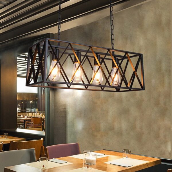 Vintage Industrial Black Iron Dining Room Pendant Light - Image 5