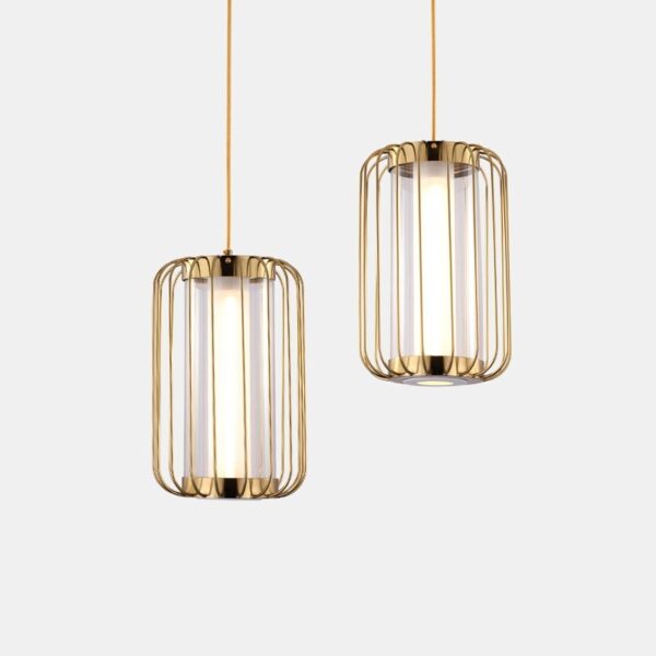 Modern Nordic Metal Gold Cage LED Ceiling Pendant Light - Image 3