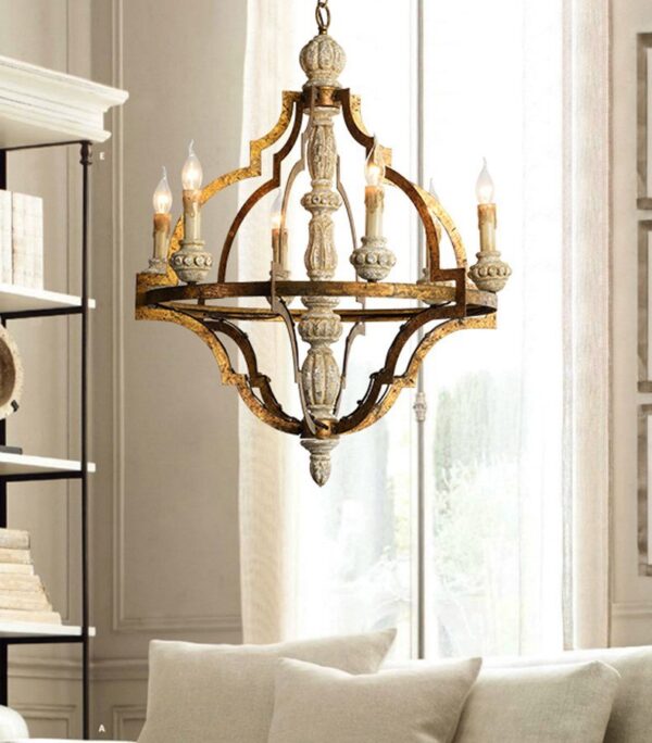 Rustic Retro Wooden Chandelier Lighting for Dining Room - Image 4