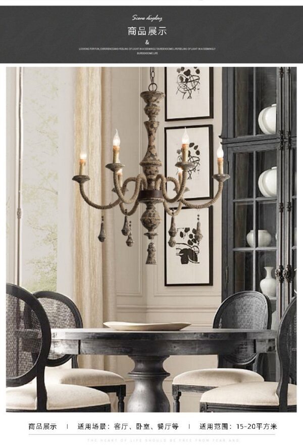 Vintage Rustic Wooden Chandelier Lighting 6/12-Lights - Image 6