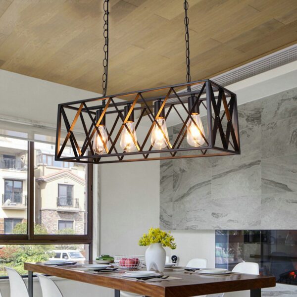 Vintage Industrial Black Iron Dining Room Pendant Light - Image 3
