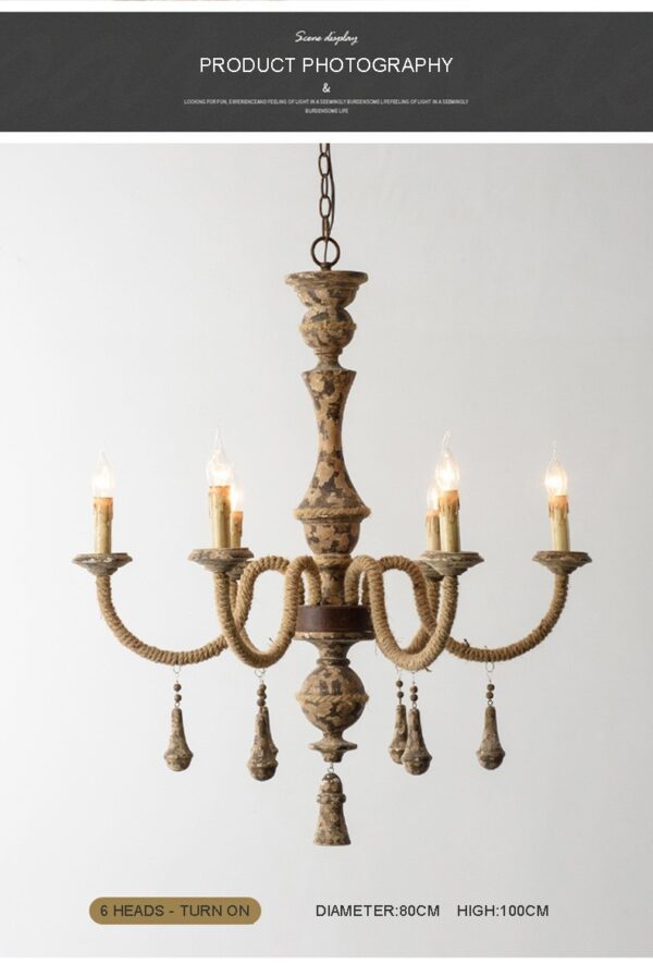 Vintage Rustic Wooden Chandelier Lighting 6/12-Lights - Image 7
