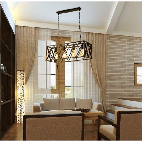 Vintage Industrial Black Iron Dining Room Pendant Light - Image 2