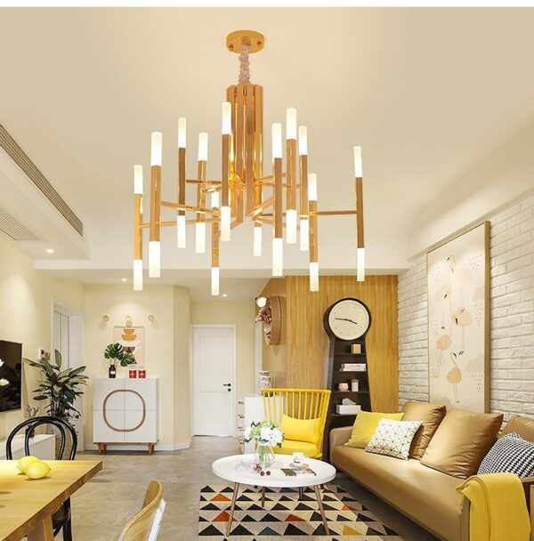 Modern Nordic Square Tube Metal Chandelier Lighting Gold - Image 8