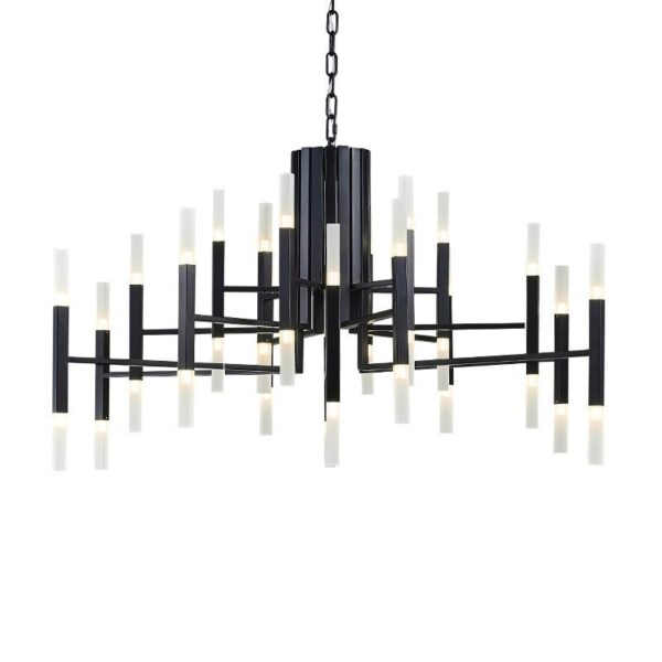 Modern Nordic Square Tube Metal Chandelier Lighting Gold - Image 3