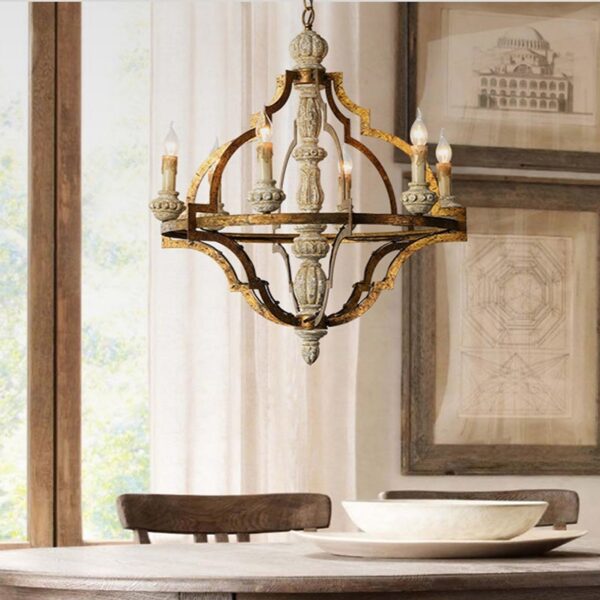 Rustic Retro Wooden Chandelier Lighting for Dining Room - Image 8