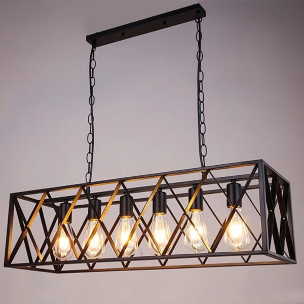 Vintage Industrial Black Iron Dining Room Pendant Light - Image 11