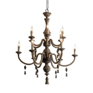 Vintage Rustic Wooden Chandelier Lighting 6/12-Lights