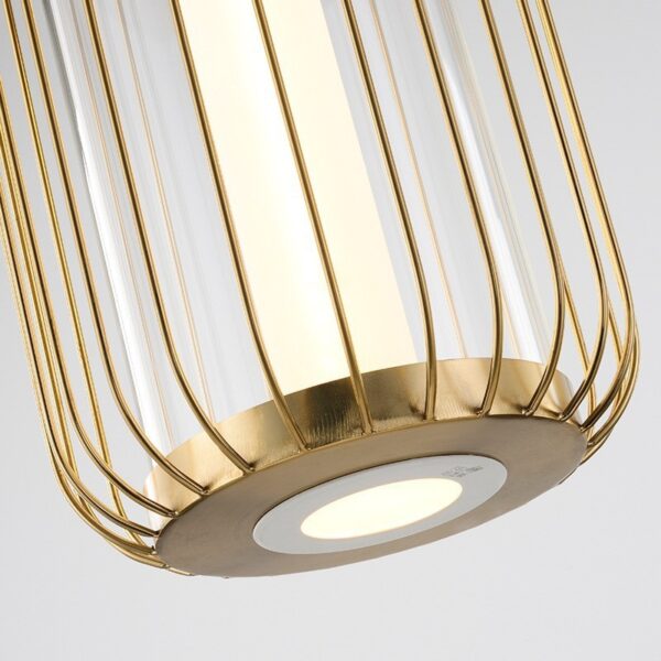 Modern Nordic Metal Gold Cage LED Ceiling Pendant Light - Image 8