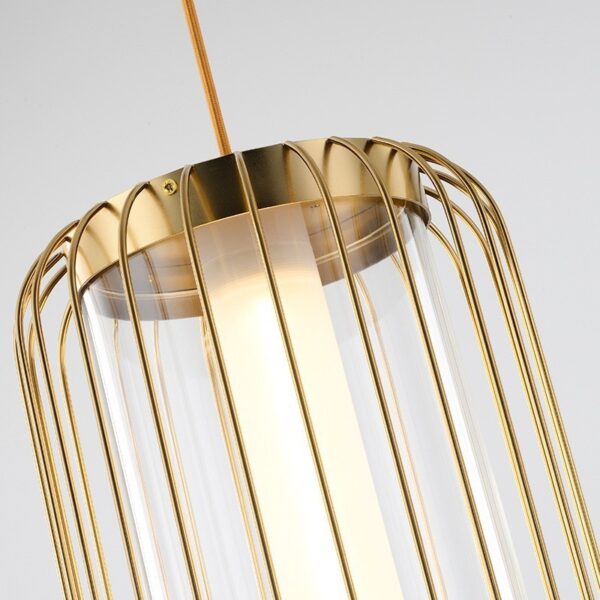 Modern Nordic Metal Gold Cage LED Ceiling Pendant Light - Image 7