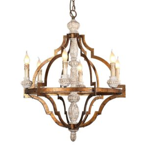 Rustic Retro Wooden Chandelier Lighting for Dining Room