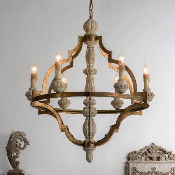 Rustic Retro Wooden Chandelier Lighting for Dining Room - Image 9