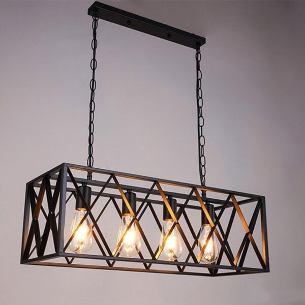 Vintage Industrial Black Iron Dining Room Pendant Light - Image 9