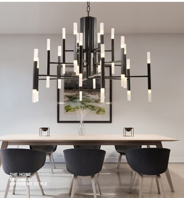 Modern Nordic Square Tube Metal Chandelier Lighting Gold - Image 5