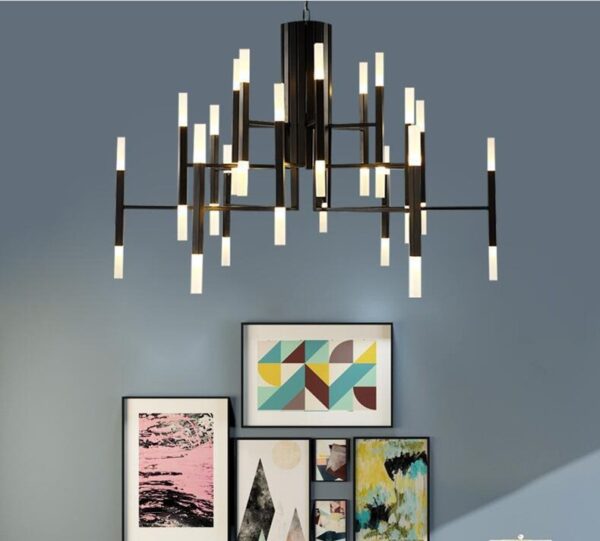 Modern Nordic Square Tube Metal Chandelier Lighting Gold - Image 6