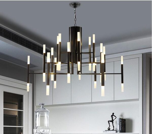 Modern Nordic Square Tube Metal Chandelier Lighting Gold - Image 7