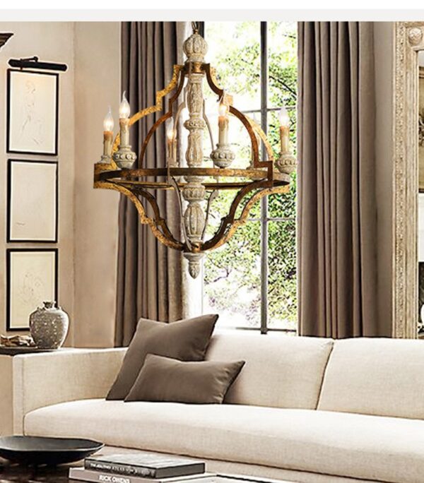 Rustic Retro Wooden Chandelier Lighting for Dining Room - Image 2