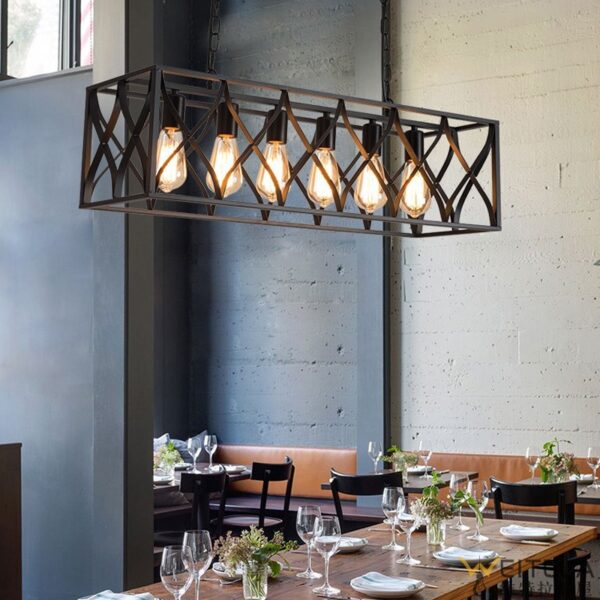 Vintage Industrial Black Iron Dining Room Pendant Light - Image 7