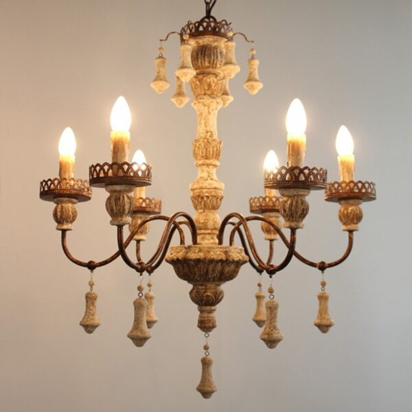 Vintage Rustic Wooden Hanging Lamp for Living Room - Image 6