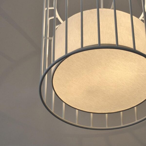 Nordic Modern Metal Cage Pendant Light With Fabric Shade - Image 9