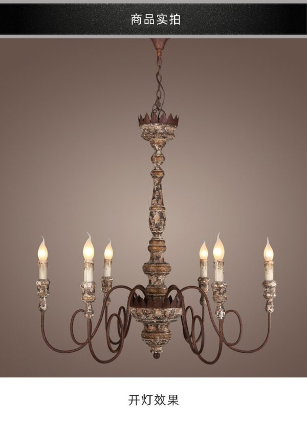 Vintage Rustic Wooden Chandelier Lighting for Dining Room - Image 3