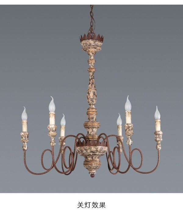 Vintage Rustic Wooden Chandelier Lighting for Dining Room - Image 2