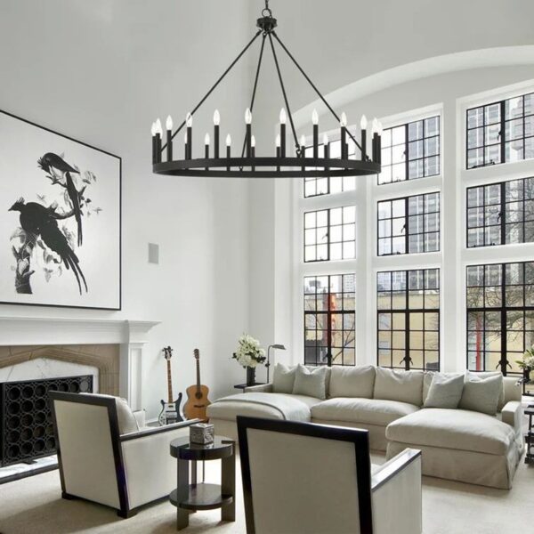 Vintage Metal Ring Chandelier Lighting for Dining Room - Image 10