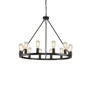 Industrial Iron Ring Round Chandelier Lighting Hanging Lamp
