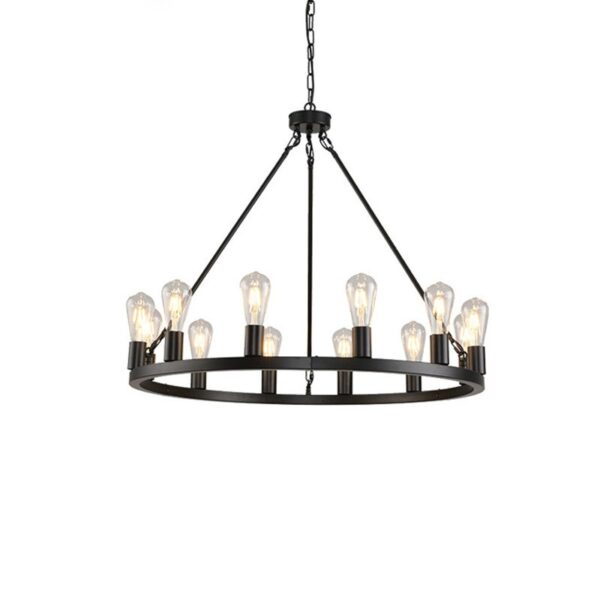 Industrial Iron Ring Round Chandelier Lighting Hanging Lamp