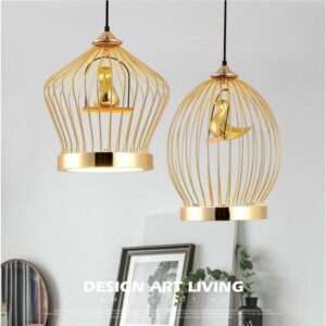 Modern Nordic Gold Metal Cage Ceiling Pendant Lights