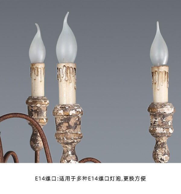 Vintage Rustic Wooden Chandelier Lighting for Dining Room - Image 8