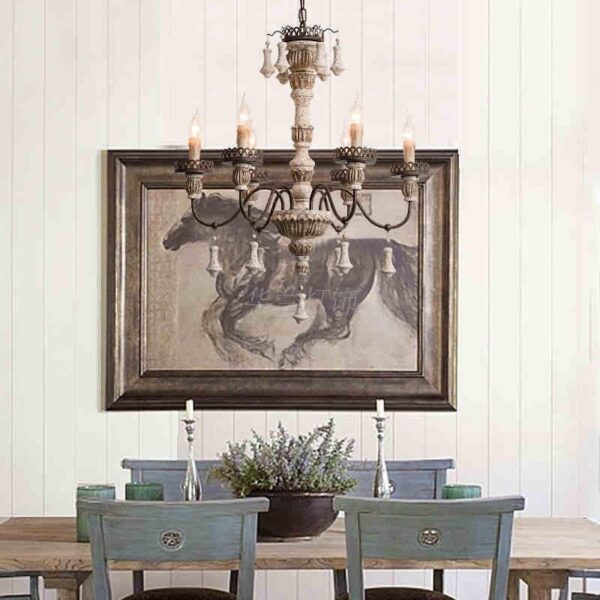 Vintage Rustic Wooden Hanging Lamp for Living Room - Image 5