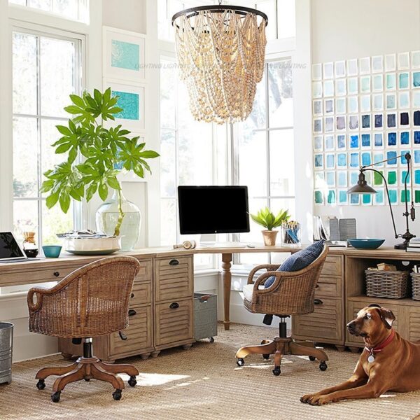 Rustic Nordic Wooden Beads Ceiling Pendant Light Dia 60CM - Image 2
