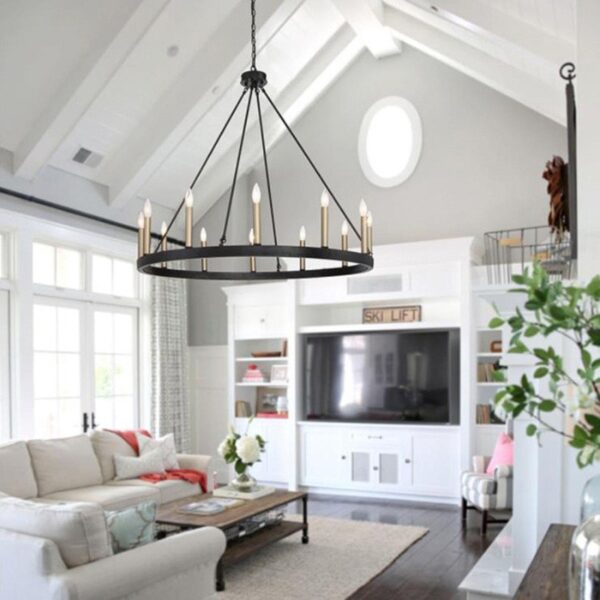 Vintage Metal Ring Chandelier Lighting for Dining Room - Image 8