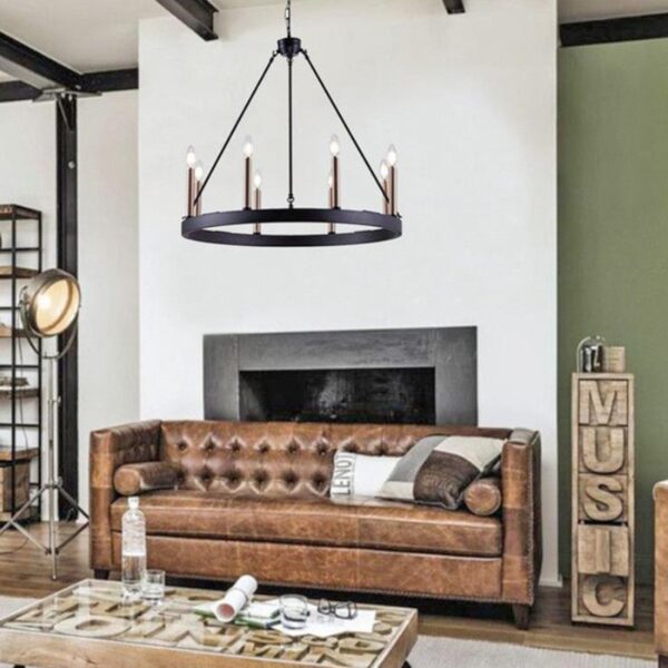Vintage Metal Ring Chandelier Lighting for Dining Room - Image 4