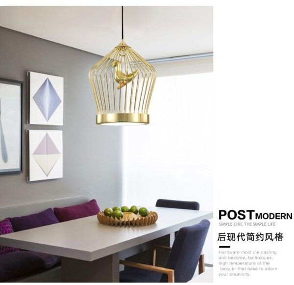 Modern Nordic Gold Metal Cage Ceiling Pendant Lights - Image 9