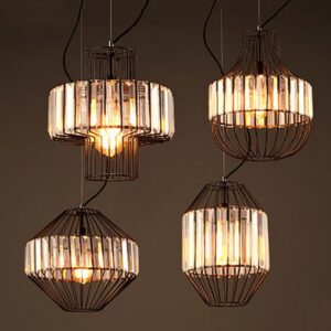 Vintage Crystal Pendant Lights Retro Restaurant Chandelier