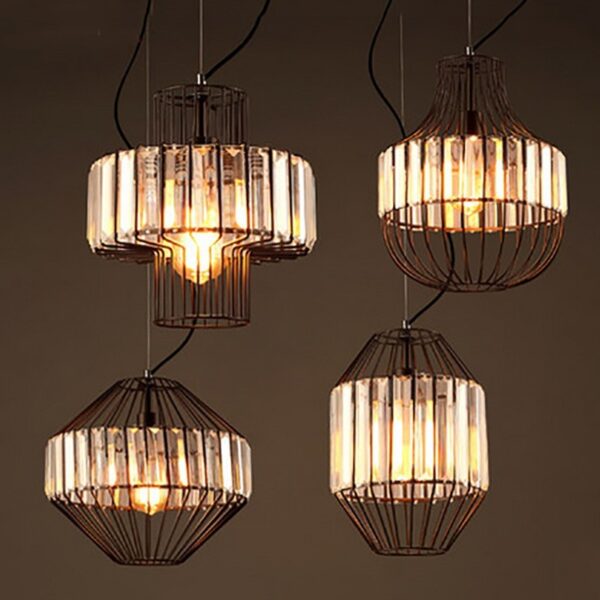 Vintage Crystal Pendant Lights Retro Restaurant Chandelier