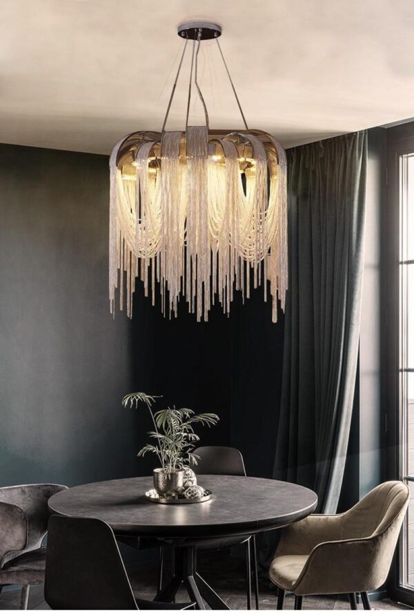 Luxury Metal Chain Chandelier Pendant Light Hotel Decoration - Image 7