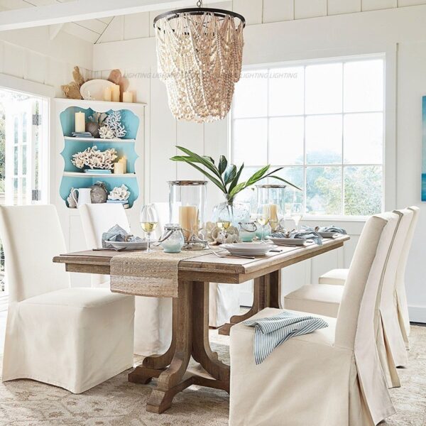 Rustic Nordic Wooden Beads Ceiling Pendant Light Dia 60CM - Image 4