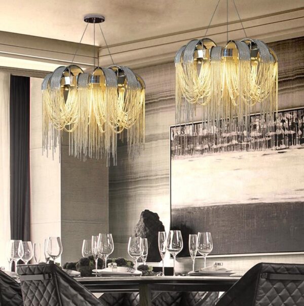 Luxury Metal Chain Chandelier Pendant Light Hotel Decoration - Image 4