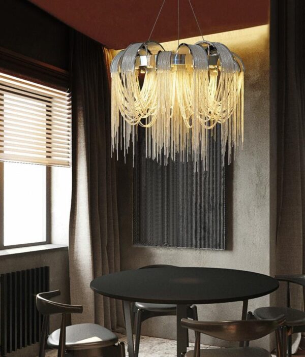 Luxury Metal Chain Chandelier Pendant Light Hotel Decoration - Image 3