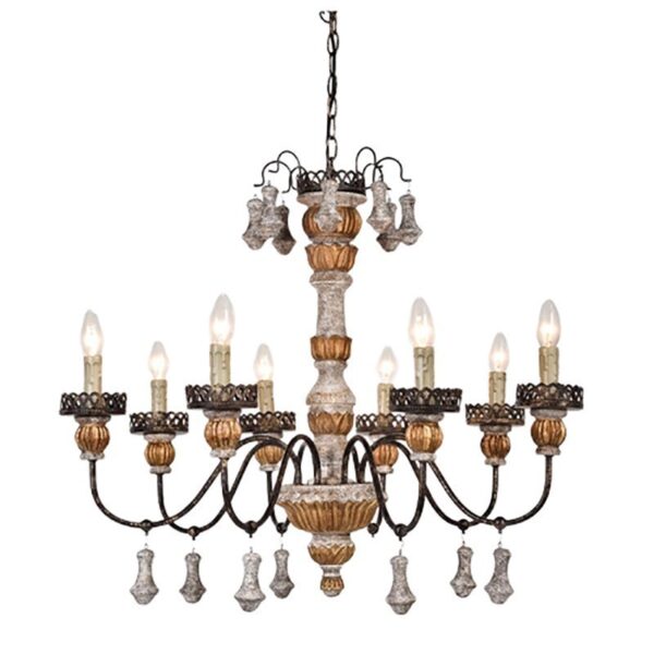 Vintage Rustic Wooden Hanging Lamp for Living Room