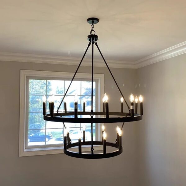 Vintage Metal Ring Chandelier Lighting for Dining Room - Image 7