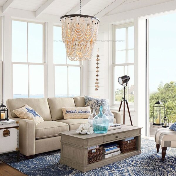 Rustic Nordic Wooden Beads Ceiling Pendant Light Dia 60CM - Image 5