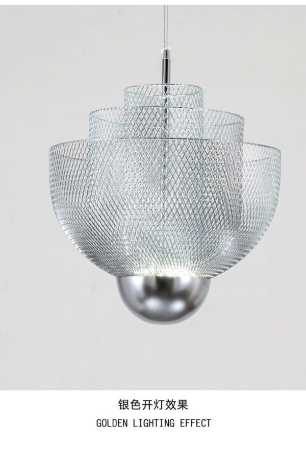 Modern Metal Grid Chandelier Lighting 3 Layer Gold Silver - Image 3
