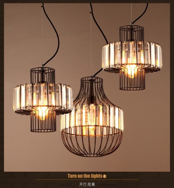 Vintage Crystal Pendant Lights Retro Restaurant Chandelier - Image 4